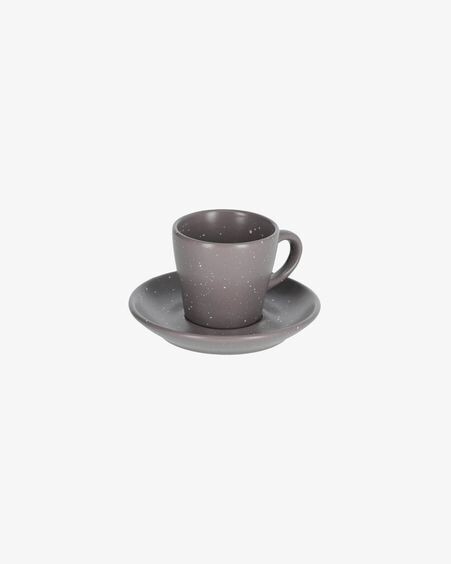Taza de café con plato Aratani de cerámica gris oscuro