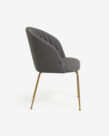Silla Lumina gris oscuro y patas de acero con acabado dorado