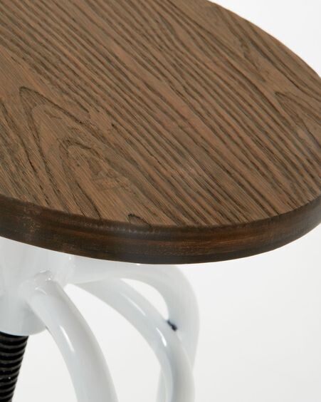 Taburete Malira de acero con acabado blanco y madera maciza de bambú altura 66-84 cm