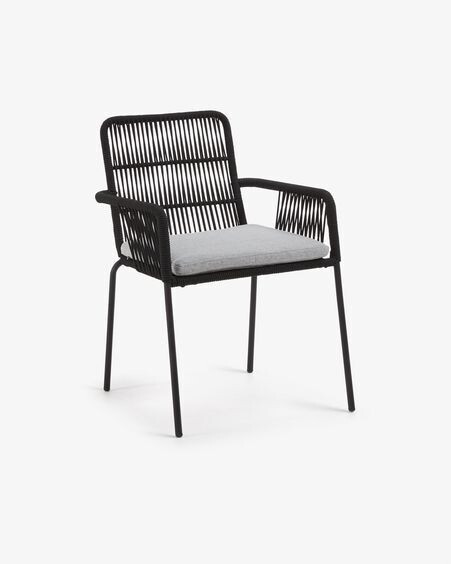 Silla Samanta de cuerda negro y patas de acero galvanizado