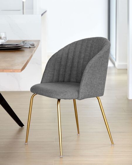 Silla Lumina gris oscuro y patas de acero con acabado dorado