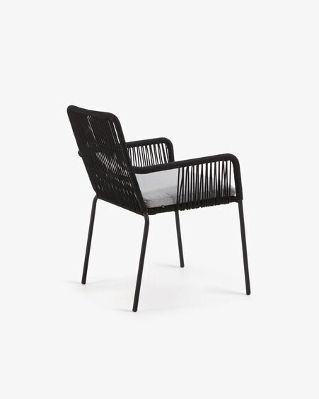 Silla Samanta de cuerda negro y patas de acero galvanizado