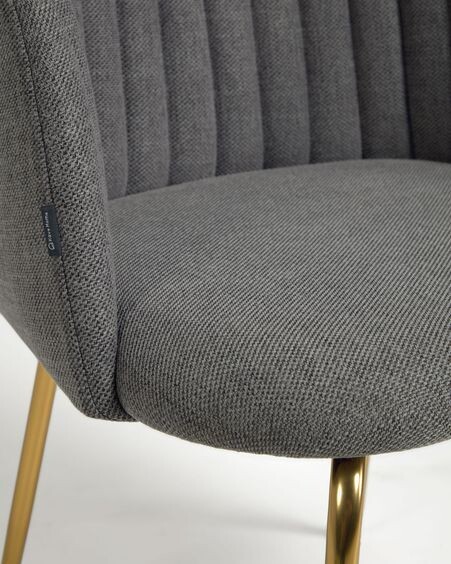 Silla Lumina gris oscuro y patas de acero con acabado dorado