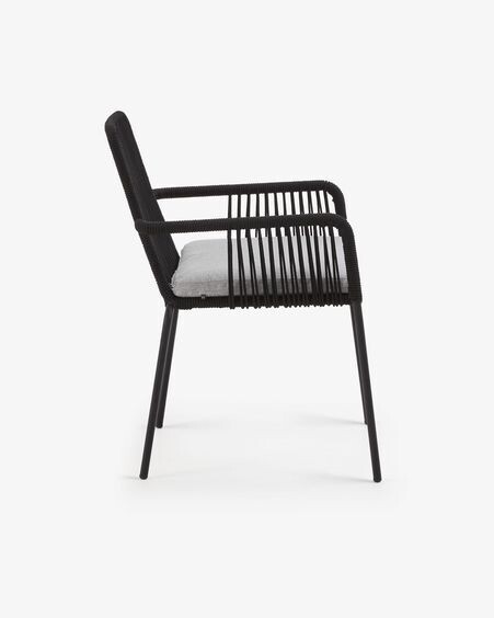Silla Samanta de cuerda negro y patas de acero galvanizado