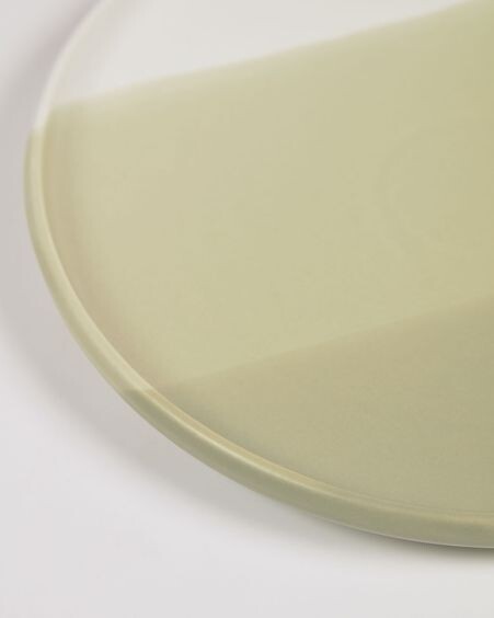 Plato plano Sayuri de porcelana verde y blanco