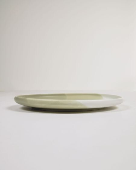Plato plano Sayuri de porcelana verde y blanco