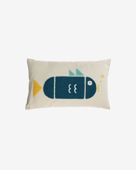 Funda cojín Samudra 100% algodón pez multicolor 30 x 50 cm