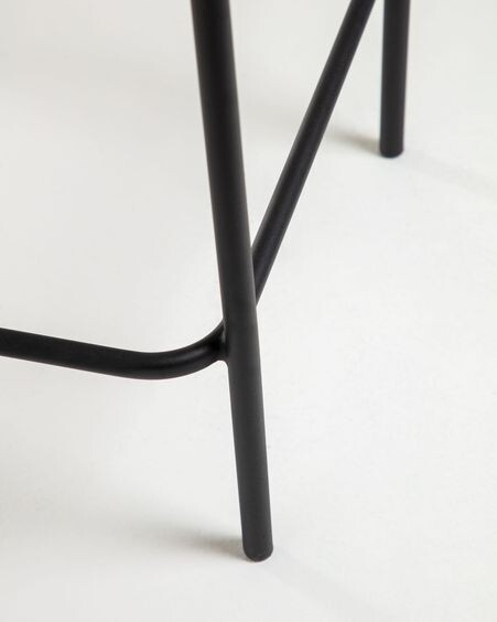Taburete Lambton de cuerda marrón y acero con acabado negro altura 62 cm