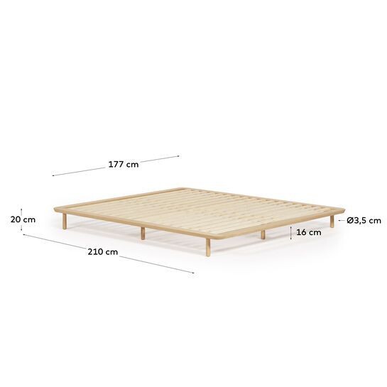 Cama Anielle de madera maciza de fresno 160 x 200 cm