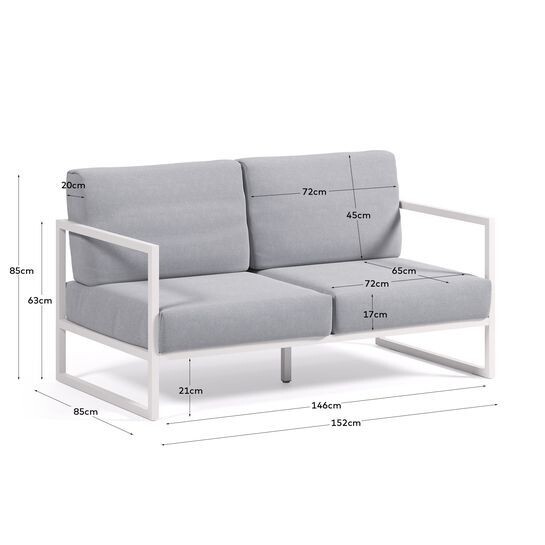 Sofá 100% exterior Comova 2 plazas azul y de aluminio blanco 150 cm