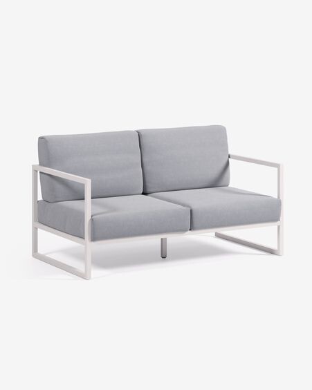 Sofá 100% exterior Comova 2 plazas azul y de aluminio blanco 150 cm