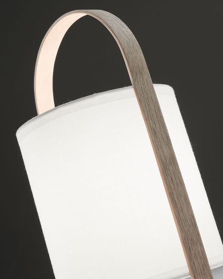 Lámpara de mesa Zayma de madera de haya y algodón blanco