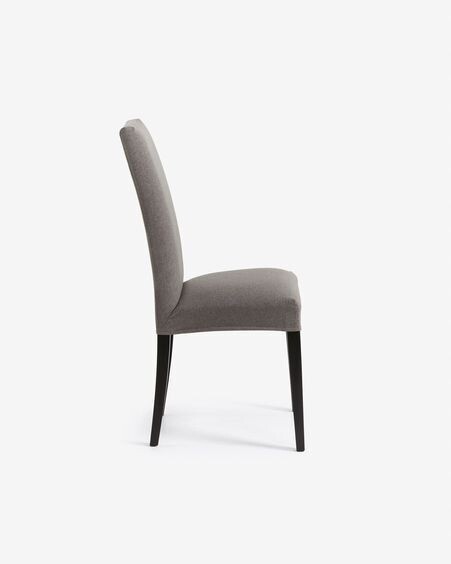 Silla Freda gris y patas de madera maciza de haya acabado negro