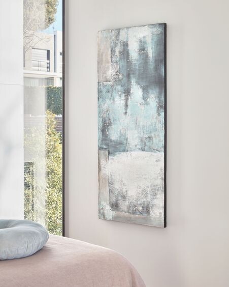 Lienzo Urbelina blanco y azul 50 x 120 cm
