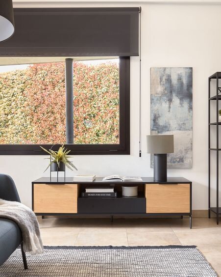 Lienzo Urbelina blanco y azul 50 x 120 cm