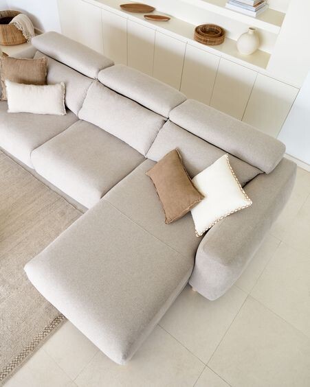 Sofá Singa 3 plazas con chaise longue derecho beige 296 cm