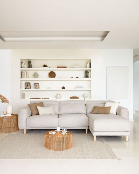 Sofá Singa 3 plazas con chaise longue derecho beige 296 cm