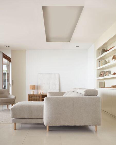 Sofá Singa 3 plazas con chaise longue derecho beige 296 cm