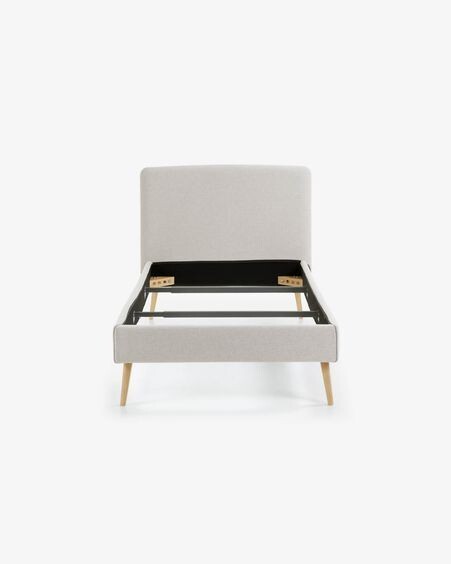 Cama desenfundable Dyla beige con patas de madera maciza de haya 90 x 190 cm