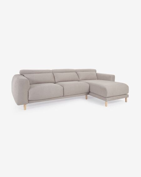 Sofá Singa 3 plazas con chaise longue derecho beige 296 cm