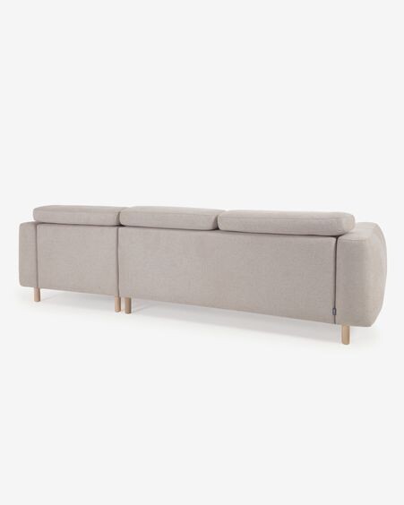 Sofá Singa 3 plazas con chaise longue derecho beige 296 cm