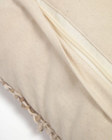 Funda de cojín Daila de yute con rayas natural y beige 45 x 45 cm