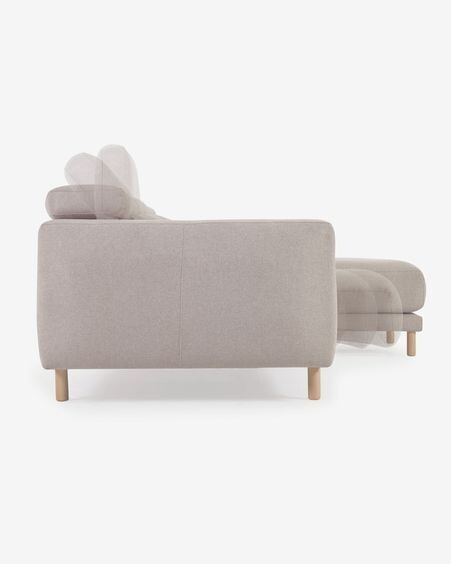 Sofá Singa 3 plazas con chaise longue derecho beige 296 cm