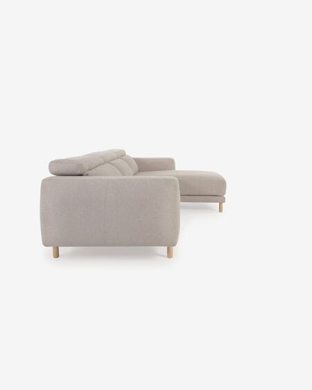 Sofá Singa 3 plazas con chaise longue derecho beige 296 cm