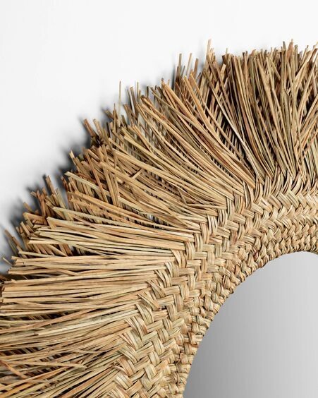 Espejo Rumer de fibras naturales Ø 72 cm