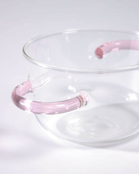 Bol Dusnela de vidrio transparente y rosa