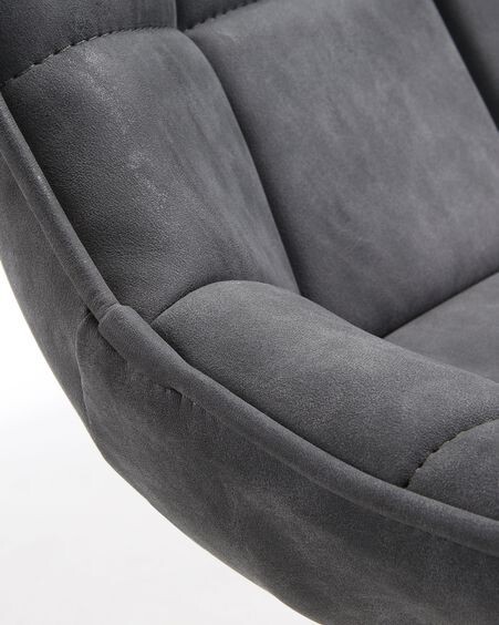 Silla Adam de piel sintética gris oscuro y patas de acero con acabado negro