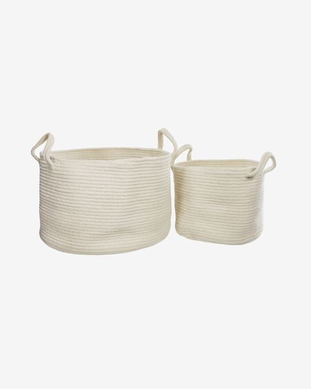 Set Acsa de 2 cestas de algodón blanco