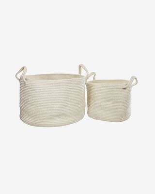 Set Acsa de 2 cestas de algodón blanco