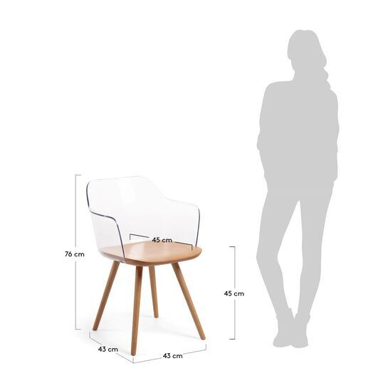 Silla Bjorg transparente y madera maciza de haya