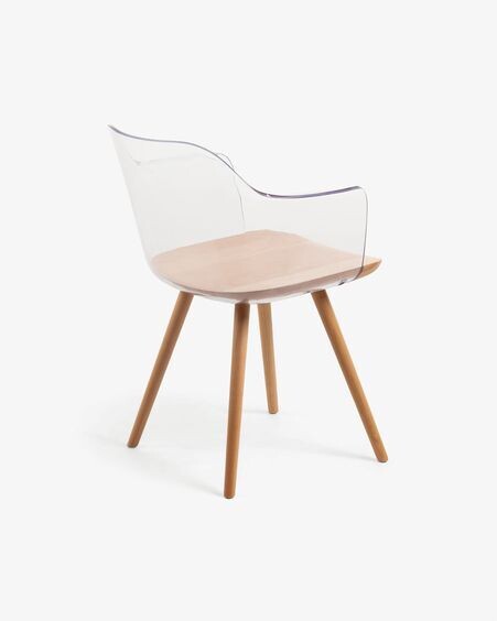 Silla Bjorg transparente y madera maciza de haya