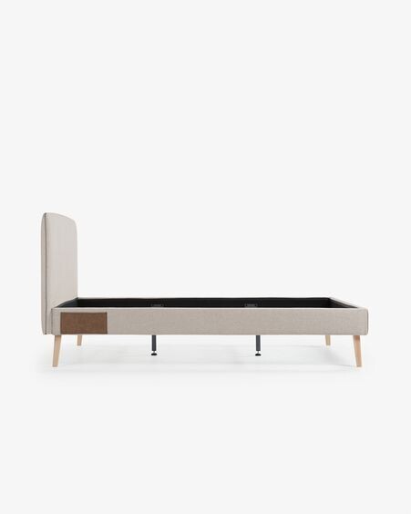 Cama desenfundable Dyla beige con patas de madera maciza de haya 160 x 200 cm