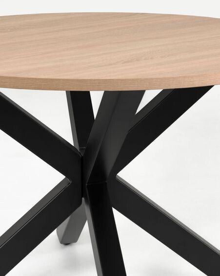 Mesa redonda Full Argo de melamina acabado natural patas de acero acabado negro Ø 119 cm