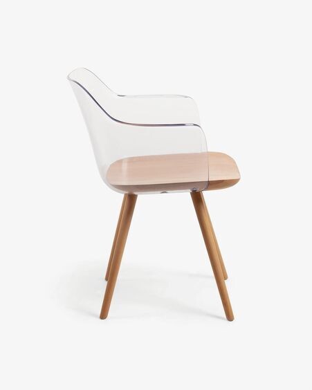 Silla Bjorg transparente y madera maciza de haya