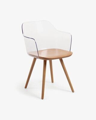 Silla Bjorg transparente y madera maciza de haya