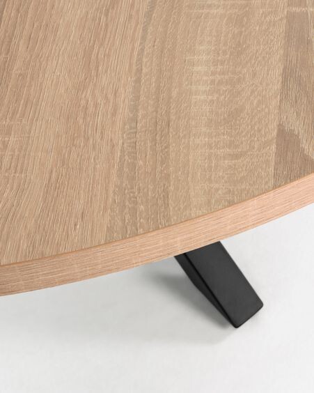 Mesa redonda Full Argo de melamina acabado natural patas de acero acabado negro Ø 119 cm