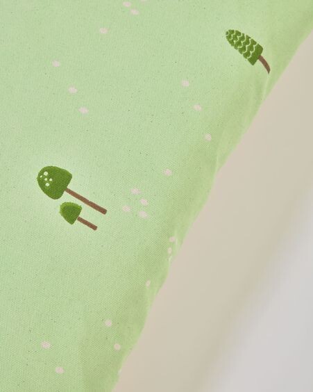 Funda cojín Llaru 100% algodón setas verde 30 x 50 cm