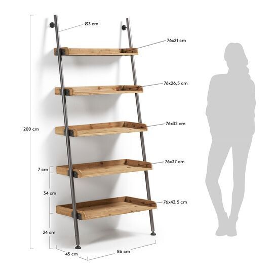 Estantería Mobela de madera maciza de abeto 86 x 200 cm