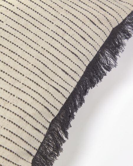 Funda de cojín Brigida de algodón y lino beige y negro 30 x 50 cm