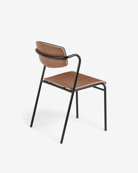 Silla Zaha gris oscuro de chapa de nogal y acero con acabado negro