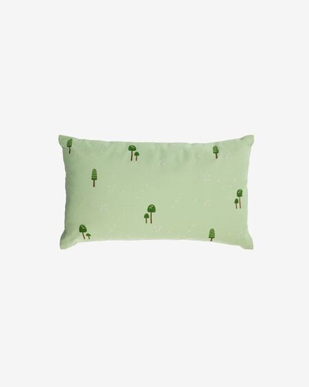 Funda cojín Llaru 100% algodón setas verde 30 x 50 cm