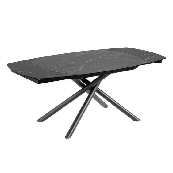 Mesa extensible Yodalia 130 (190) x 100 cm porcelánico patas de acero acabado negro