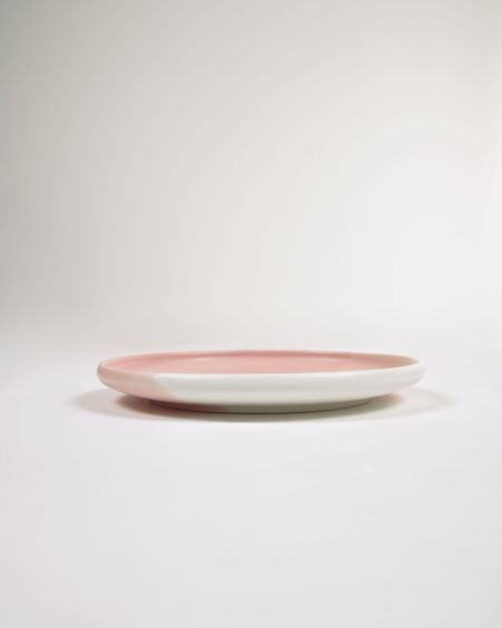 Plato de postre Sayuri de porcelana rosa y blanco