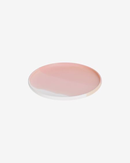 Plato de postre Sayuri de porcelana rosa y blanco