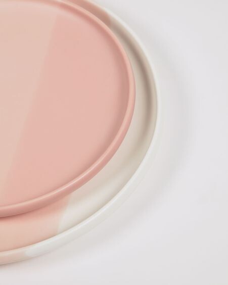 Plato de postre Sayuri de porcelana rosa y blanco