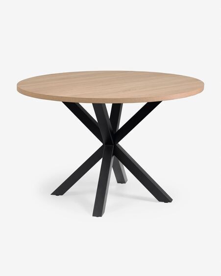 Mesa redonda Full Argo de melamina acabado natural patas de acero acabado negro Ø 119 cm